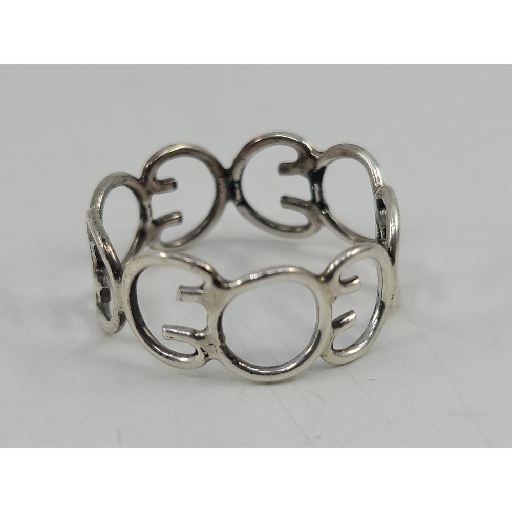 Sterling Silver 925 Womens Ring Thin Curved Detail Size 8.5